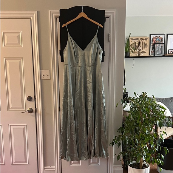 Galina Signature Dresses & Skirts - Elegant Sage Green Satin Dress